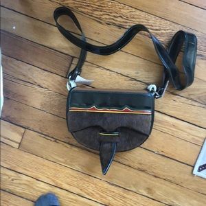 Vintage fur and leather purse